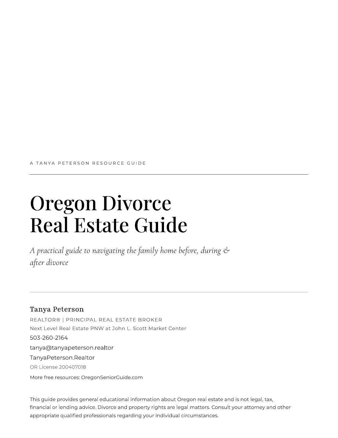 Cover of the Oregon Divorce Real Estate Guide