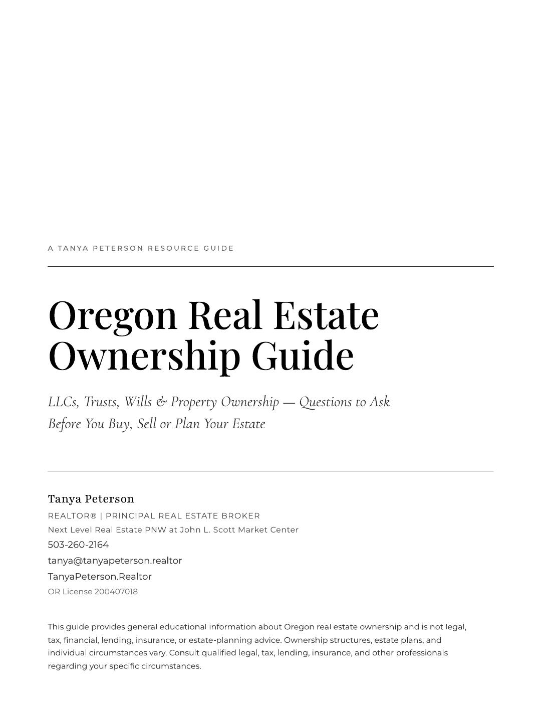 Cover of the Oregon Real Estate Ownership Guide