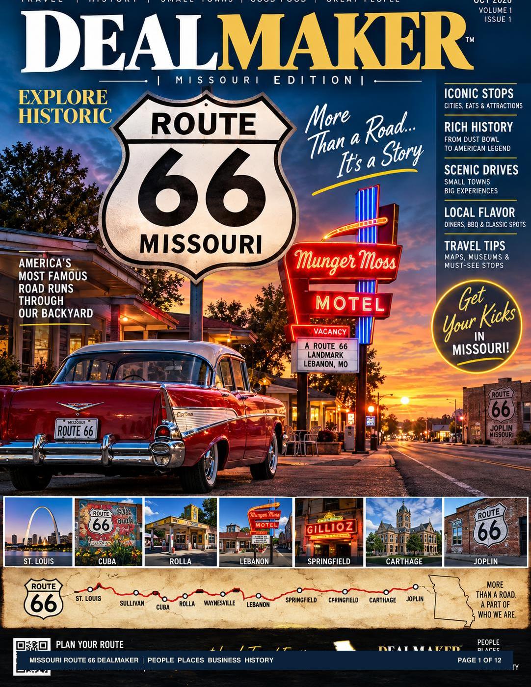 DealMaker Route 66 source reader thumbnail showing the verified Heyzine viewer source