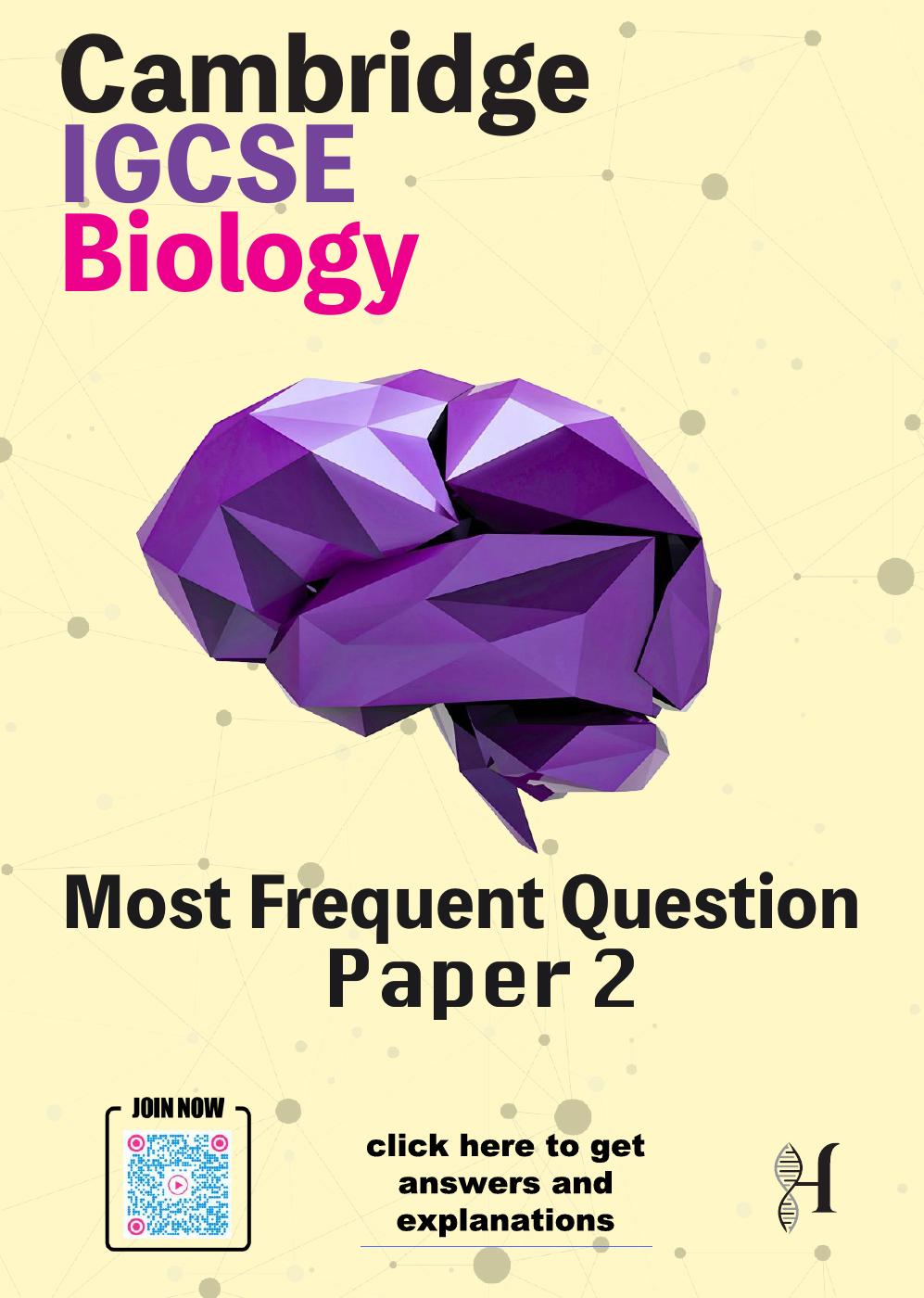 Cover of Cambridge IGCSE Biology — Most Frequent Questions, Paper 2