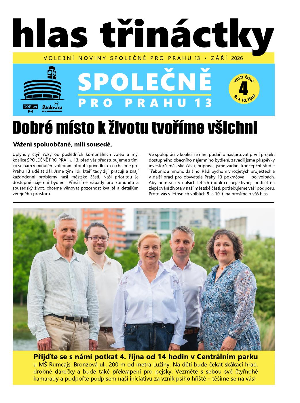 Náhled volebních novin HLAS TŘINÁCTKY