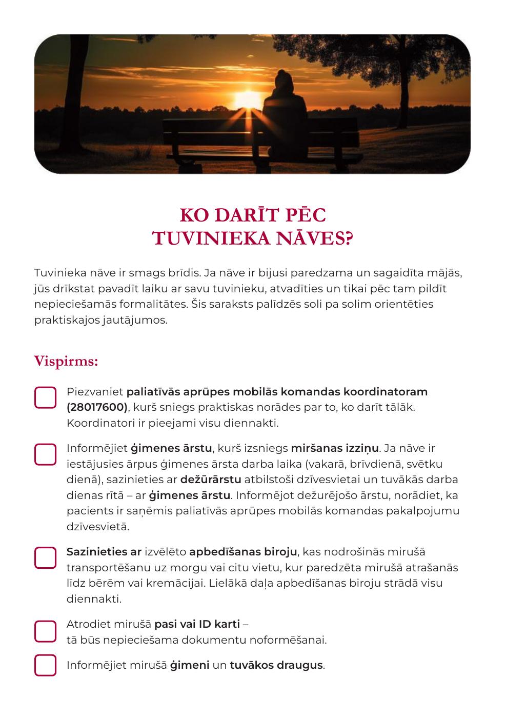 Ko darīt pēc tuvinieka nāves?