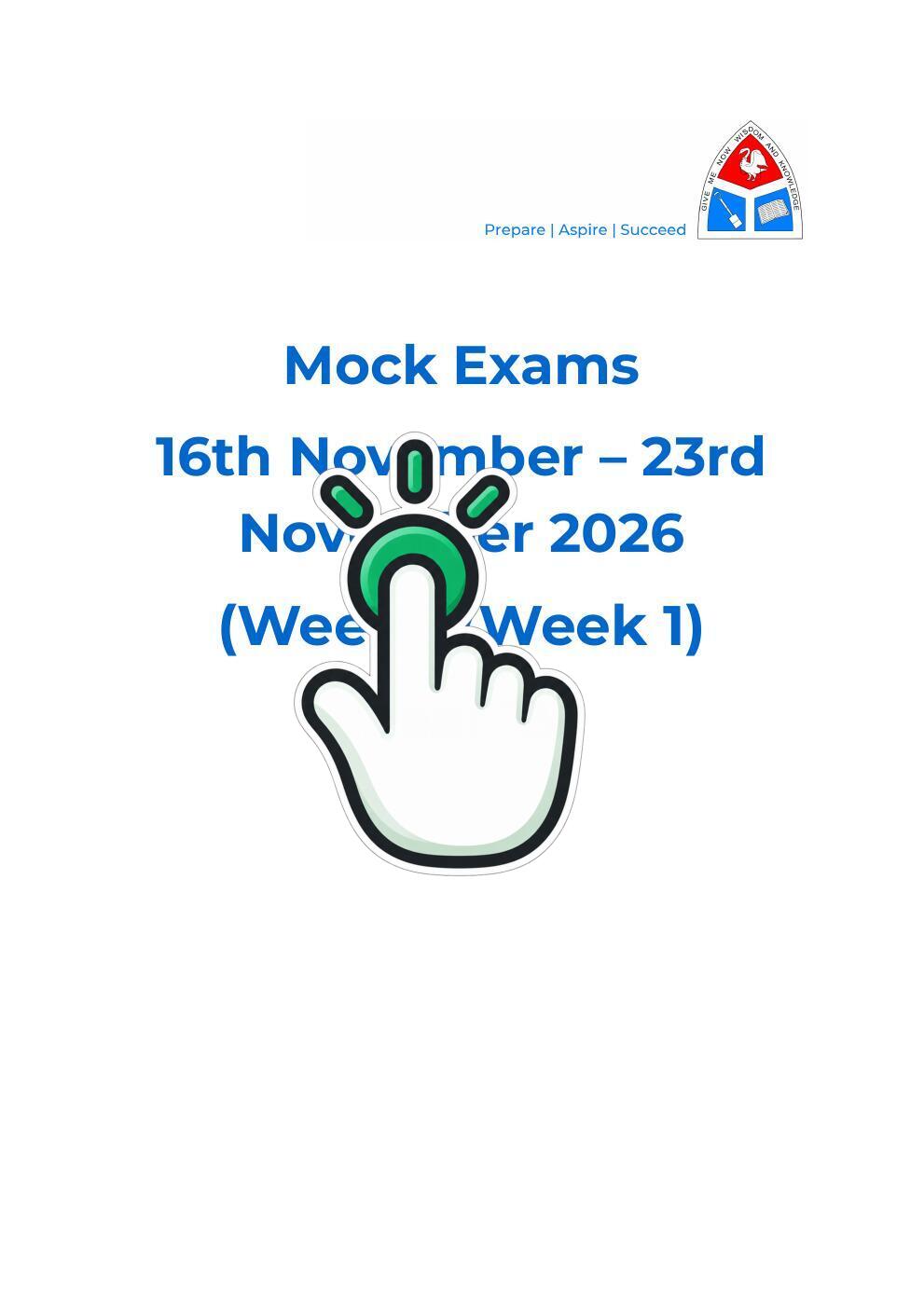 Year Mock Assessment Booklet and Mock Timetable